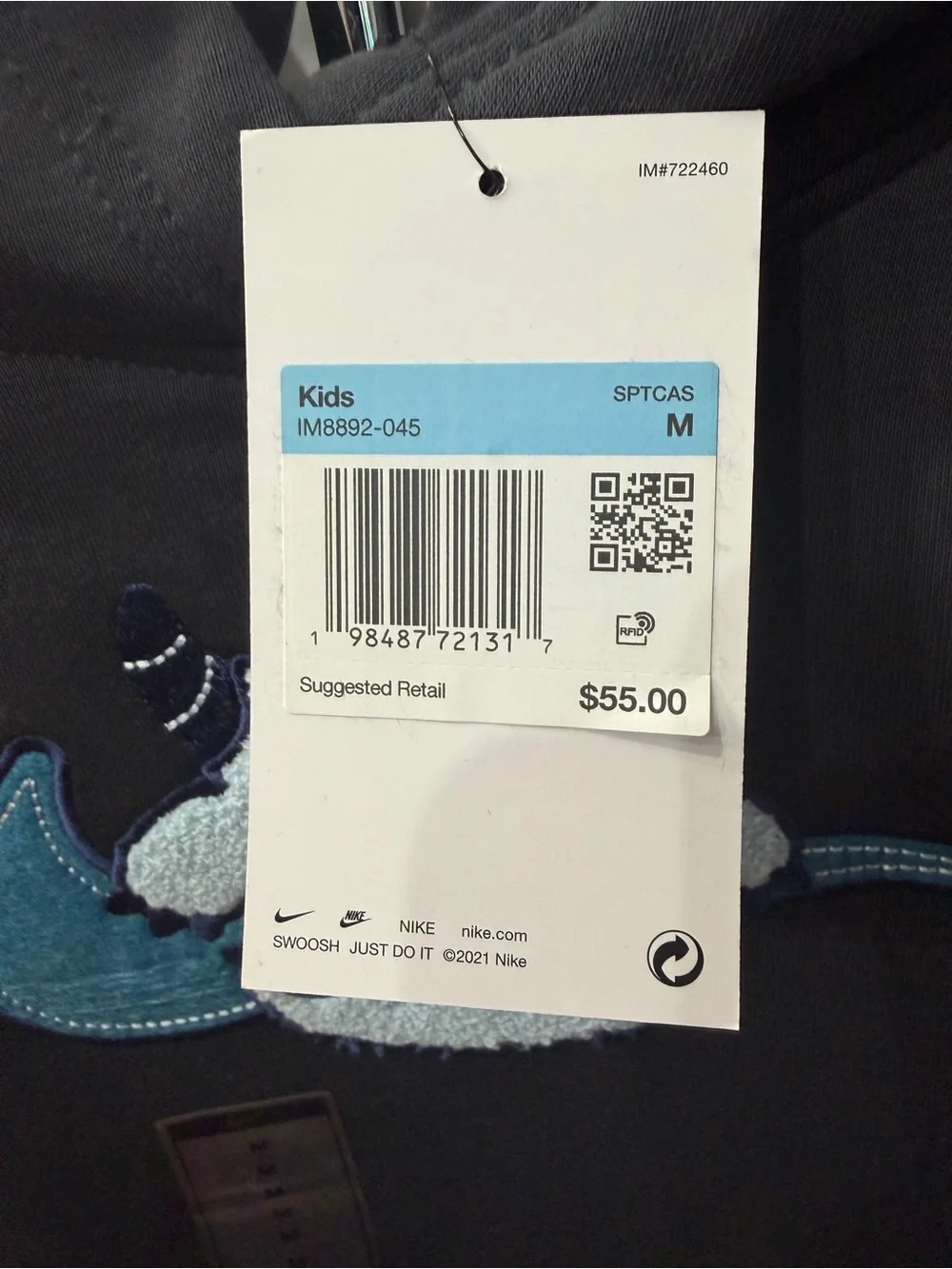 Nike Kids Black Hoodie with Blue Monster & Teal Swoosh